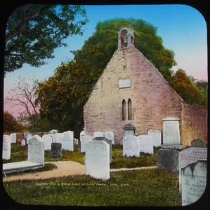 CRACKED Glass Magic Lantern Slide ALLOWAY AULD KIRK C1890 PHOTO ROBERT BURNS - Picture 1 of 2