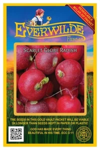 500 Scarlet Globe Radish Seeds - Everwilde Farms Mylar Seed Packet - Picture 1 of 3