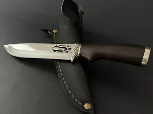 CUCHILLO DE CAZA PERSONALIZADO HECHO A MANO TRIDENT GUERRA UCRANIA TRYZUB + FUNDA DE CUERO #2 - Imagen 1 de 5