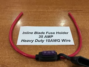 Soporte de fusible de hoja en línea - 35 AMP de alta resistencia 10AWG cable Inc gratuito 35 AMP fusible x 1 - Imagen 1 de 1