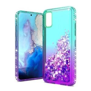 For Samsung S20 6.2" 2 Tone Diamond Water Quicksand Glitter Case GREEN/PURPLE - Picture 1 of 2