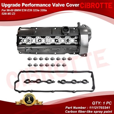 Cubierta de válvula de rendimiento de actualización o 96-99 BMW E36 328is 328i 323is fibra de carbono Foto 1 de 4