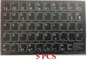 FRENCH QWERTY Non Transparent Keyboard Stickers Black - 5 PCS !! NEW - Bild 1 von 1