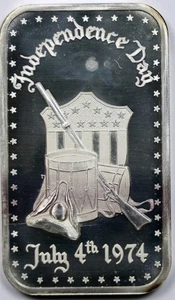 1974 July 4 Independence Day Madison Mint .999 Fine Silver Art Bar 1 Troy oz  - Picture 1 of 2