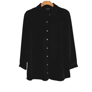 Camicia nera con bottoni Susan Graver PASSPORT taglia grande - Foto 1 di 12