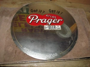 Vintage Atlas Prager Beer 15 1/2" Advertising Mirror - Picture 1 of 4