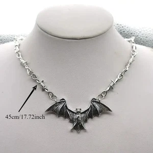 Gothic Style Edelstahl Silber Damen Fledermaus Halskette - Bild 1 von 6