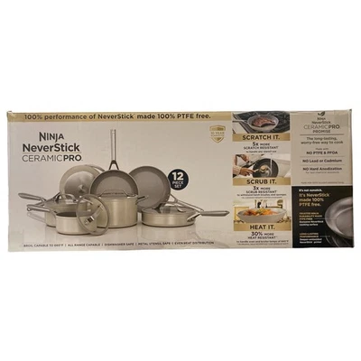 Ninja NeverStick Ceramic Pro 12-Piece Cookware Set, Stone - Image 1 of 2