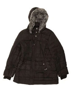 NAUTICA Womens Petite Hooded Padded Jacket UK 16 Large Black Polyester DT41 - Picture 1 of 3
