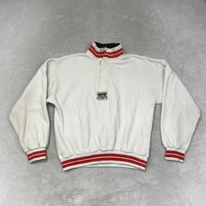 Cuccini Vintage 1/4 Zip Sweatshirt White Red Stripe Collar Cuff Mens Size XL - Picture 1 of 15