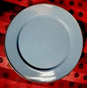 MacKenzie Childs Vintage Camp Enamel SOLID Blue 12” Plate Charger-set Of 2 - Picture 1 of 4