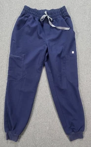 FIGS Zamora Jogger Pants Womens XS Petite Blue Tapered Leg Pockets Drawstring - Picture 1 of 6