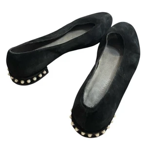 Stuart Weitzman Chicpearl Ballerinas schwarz Wildleder Größe 8 kokett Glam Goth - Bild 1 von 9