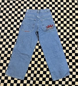 Vintage Y2K JNCO Emboidered Logo Baggy Kids Jeans Size 12 - Picture 1 of 4