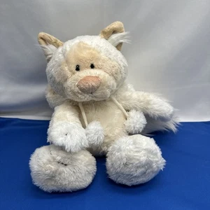 NWT NICI 2008 Snow Cat w/Hoodie Plush 12” White Cream Cat Kitten Hat Rare German - Picture 1 of 8