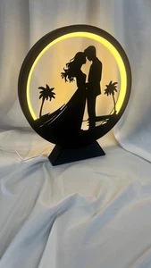 Lover's Embrace LED Table Lamp: Dimmable Warm White Light, Handmade PLA - Picture 1 of 6