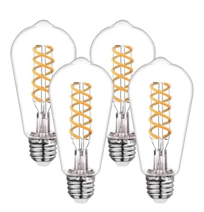 Paquete de 4 Bombillas Nostálgicas Edison Espiral Transparente Modelo ST19 Base E-26 4.5W - Imagen 1 de 4
