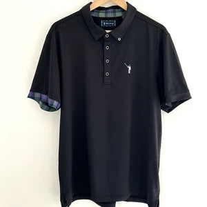 Polo William Murray taglia grande nera a quadri accenti logo golf uomo casual - Foto 1 di 8