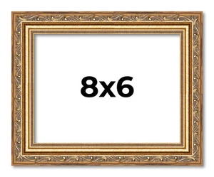8x6 Frame Gold Solid Wood Picture Frame Width 1.25 Inches | Interior Frame Depth - Picture 1 of 9