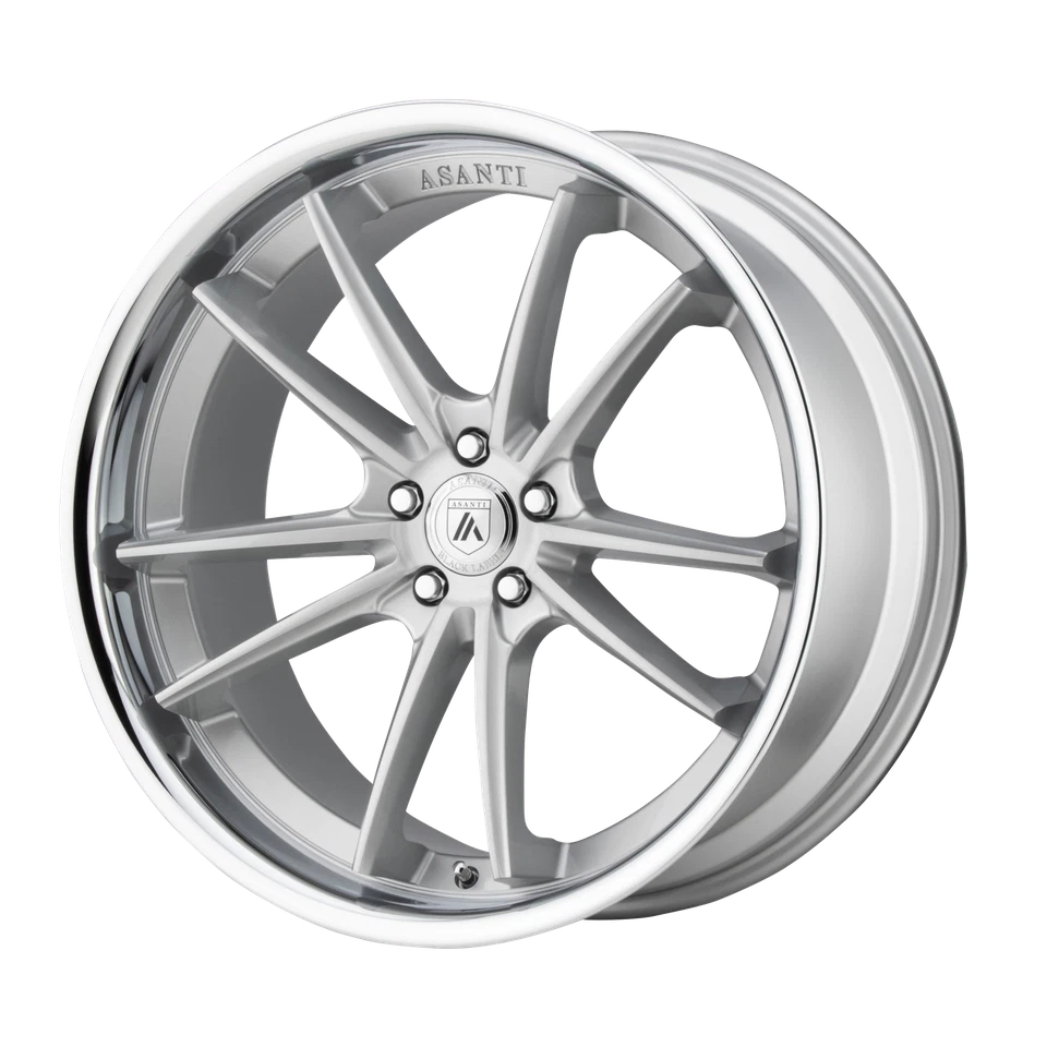 22x10.5 Asanti Black ABL-23 Silver W/Chrome Lip Wheels 5x112 (35mm) Set of 4 - Image 1 of 4