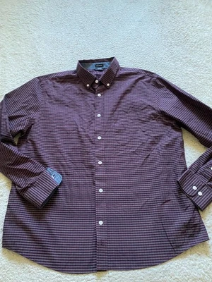 Jones New York Men Plaid Slim Untuck Long Sleeve Button-Down Shirt Brown Size XL - Image 1 of 4