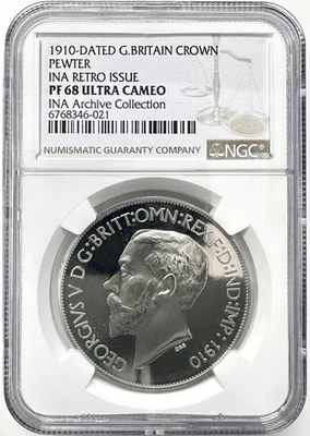 1910-Dated  Great Britain crown Ina Retro Issue PF68 ULTRA CAMEO NGC Best seller - Image 1 of 2