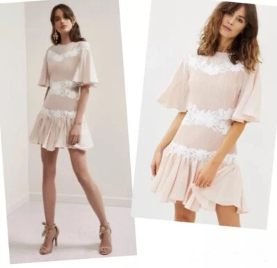 Keepsake этикетка XL все мои мини-платье оборки кружева плиссированные румяна розовый опрятный - Изображение 1 из 4