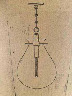 NIB Pottery Barn Mayla Glass Teardrop Pendant Large 18” Brass Gold LED MSRP 1100 - Image 1 of 4