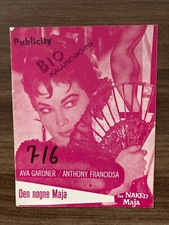The Naked Maja Ava Gardner, Anthony Franciosa 1958 Danish Movie Program