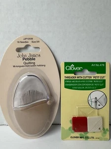 John James quilting needles and Clover needle threaders with thread cutter - Picture 1 of 2