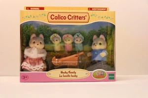 Calico Critters Huskey Family Sleigh da neve #1976 cuccioli grigi cane di famiglia - Foto 1 di 9