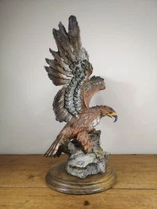 Retired Giuseppe Armani CAPODIMONTE 13" Statue Golden Eagle on Rock Wings Spread - Picture 1 of 20
