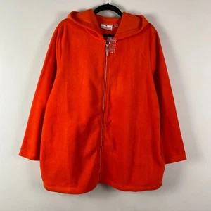 Quacker Factory Fleece Jacket Full Zip Hoodie Size 1X Orange - Picture 1 of 10