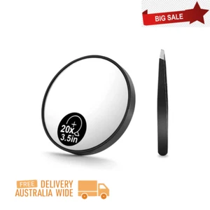 20X Magnifying Mirror and Eyebrow Tweezers Kit 3.5" Two Suction Cups Magnifier - Picture 1 of 7