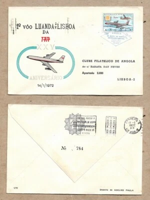 安哥拉波特古欧萨盖邮票纪念 1o VOO LUANDA - LISBOA 1972 - 罕见 — 第 1/3 张图片