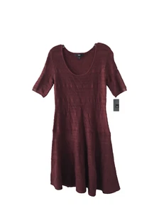 New! Women Mossimo Knit Sweater Dress Burgundy 1/2 Sleeve Size Large - Picture 1 of 11