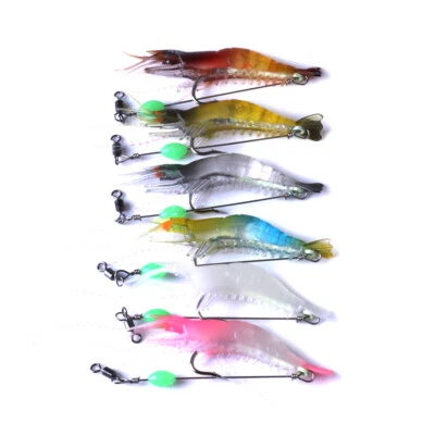 HENGJIA 5pcs 8cm 5.3g Leurre Souple Lumineux Crevette Pêche Poisson Nageur - Photo 1/4