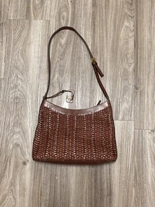 ETIENNE AIGNER DESIGNER Handbag Quality Leather Woven Brown Red Shoulder Bag - Picture 1 of 8