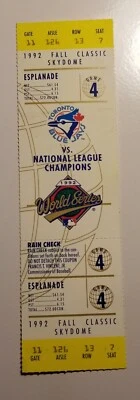 1992 World Series Game 4 Full Ticket - Atlanta Braves vs Toronto Blue Jays - Image 1 of 2