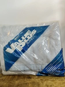 Vintage Fleece Blanket Satin Trim 72 x 90 Twin / Full Blue 100% Polyester USA - Picture 1 of 5