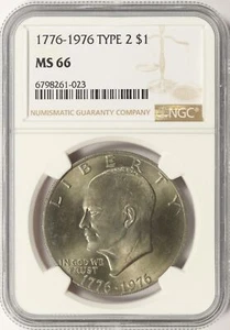 Dólar Eisenhower 1976 tipo 2 bicentenario Ike $1 NGC MS66 - Imagen 1 de 4