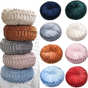 Round Pleated Pumpkin Throw Pillow Seat Cushion Velvet Sofa Bed Couch Pillows AU - Picture 1 of 20