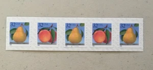 #2495-95A 32 cent PEACH AND PEAR V11111 Plate # Coil Strip of 5 Stamps #2495A - Picture 1 of 1