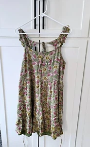 Maurice's Extra Large Women's Floral Dress Green Background Purple gold flowers - Picture 1 of 7