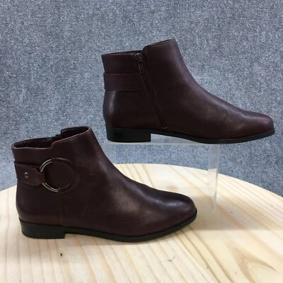 ALFANI Botas Mujer 8 M Avvia Botines Cuero Borgoña Tacones Cubanos Cremallera Foto 1 de 4