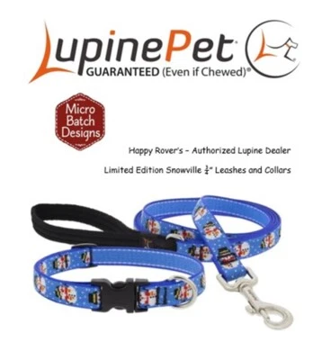 Collar o correa para perro Lupine Lifetime EDICIÓN LIMITADA - 3/4" - muñecos de nieve - Snowville Foto 1 de 4