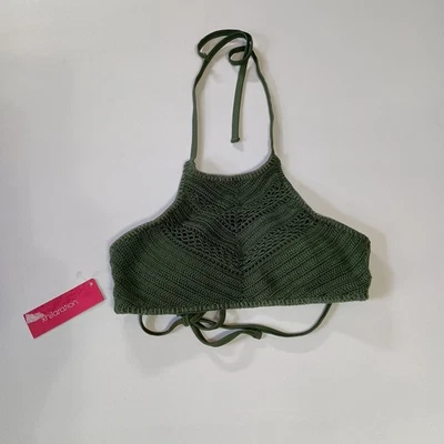 XHILARATION 女式尺码 S Crotchet 聚酯吊带比基尼上衣橄榄绿色全新带标签 — 第 1/4 张图片