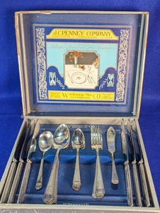 1927 J.C. Penny posate placcate argento modello 25° anniversario Wm. Set 6 Rogers - Foto 1 di 23