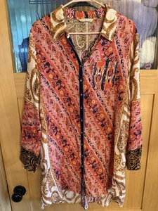Soft Surroundings Shirt Damen L Paisley Blumen Langarm Knopfleiste Tunika - Bild 1 von 4