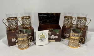 6 Vintage Royal Krona Sweden IRISH COFFEE Expresso Teetassen Becher Metall Glas 3,75" - Bild 1 von 5